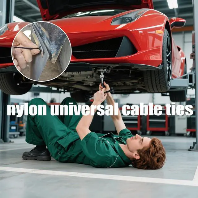 Alt view image 4 of 6 - Nylon Universal Cable Tie Buckle - Heavy Duty Zip Ties (with Pin & Button), UV Resistant Black Zipties for Car Daily Repair, Applicable Toengine Lower Guard Plates, Fender Linings (50 PCS)