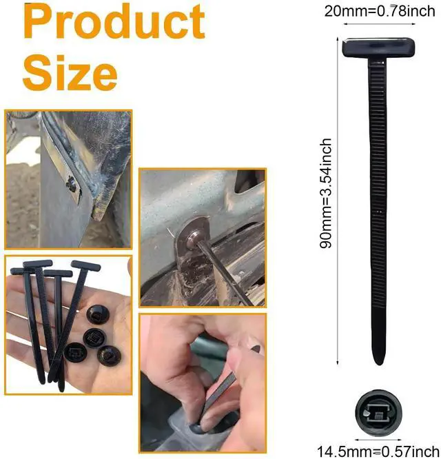 Alt view image 6 of 6 - Nylon Universal Cable Tie Buckle - Heavy Duty Zip Ties (with Pin & Button), UV Resistant Black Zipties for Car Daily Repair, Applicable Toengine Lower Guard Plates, Fender Linings (50 PCS)