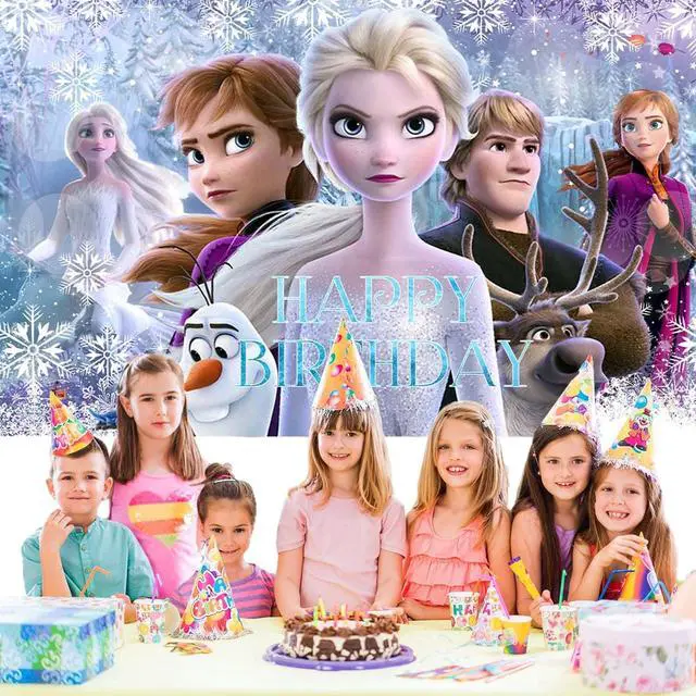 Alt view image 3 of 4 - 1Pcs Frozen Party Decoration Banner Photography Background for Kids Birthday Party Frozen Photo Booth Props (4.16X2.3 Ft)