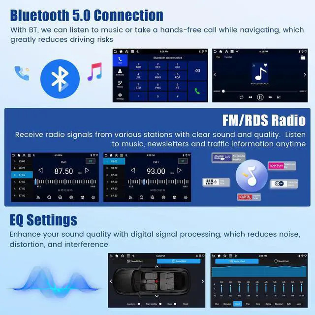 Alt view image 6 of 7 - Android Car Radio for Toyota Sequoia 2005-2007 CarPlay Android Auto | 9 Inch HD Touchscreen with 4+64G storage, Sequoia Stereo with 5Ghz WiFi GPS Bluetooth FM/RDS EQ SWC Backup Camera MIC