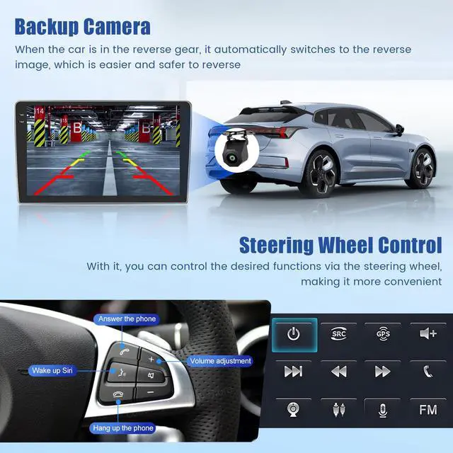 Alt view image 7 of 7 - Android Car Radio for Toyota Sequoia 2005-2007 CarPlay Android Auto | 9 Inch HD Touchscreen with 4+64G storage, Sequoia Stereo with 5Ghz WiFi GPS Bluetooth FM/RDS EQ SWC Backup Camera MIC