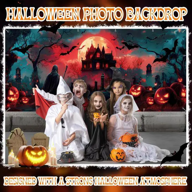 Alt view image 5 of 7 - 7x16ft Halloween Garage Door Cover Banner Large Hanging Backdrop Door Cover Gloomy Garage Wall Decoration Backdrop Mural for Home Outdoor Indoor Spooky Party Wall Window Yard Death Scythe