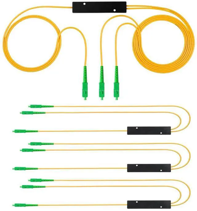 Main image of 4PCS Fiber Optic Cable Splitter with 1 to 2 Distribution Channel 50:50 Ratio Wiring Coupler for GPON,FTTH,CATV System (SC-APC 1 to 2)