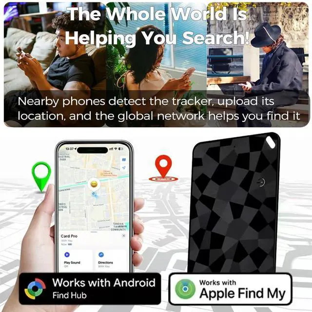 Alt view image 3 of 7 - (2 Pack) Wallet Tracker Card (iOS & Android) Ultra-Thin Bluetooth Smart Card Tracking Card Item Tracker Work with Apple Find My & Google Find Hub, IPX4 Rechargeable GPS Tracker for Wallet Passport