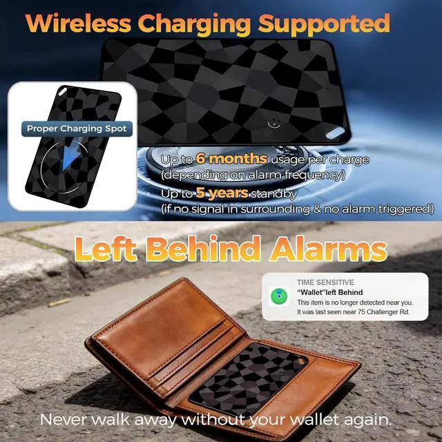 Alt view image 5 of 7 - (2 Pack) Wallet Tracker Card (iOS & Android) Ultra-Thin Bluetooth Smart Card Tracking Card Item Tracker Work with Apple Find My & Google Find Hub, IPX4 Rechargeable GPS Tracker for Wallet Passport