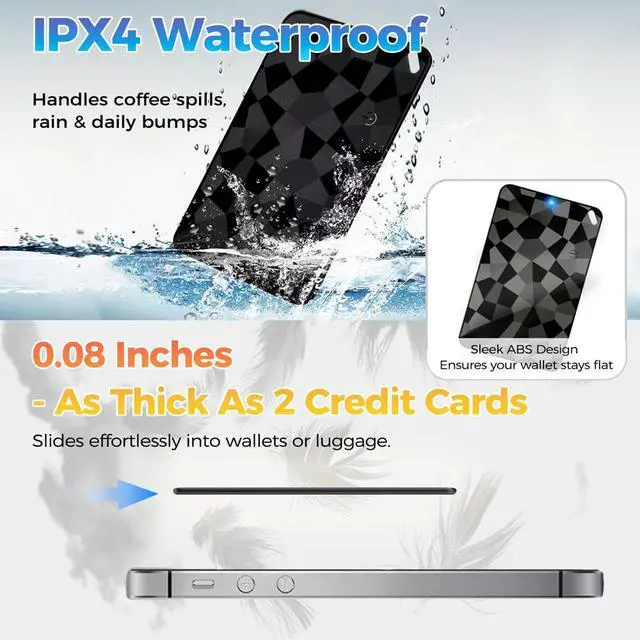 Alt view image 6 of 7 - (2 Pack) Wallet Tracker Card (iOS & Android) Ultra-Thin Bluetooth Smart Card Tracking Card Item Tracker Work with Apple Find My & Google Find Hub, IPX4 Rechargeable GPS Tracker for Wallet Passport