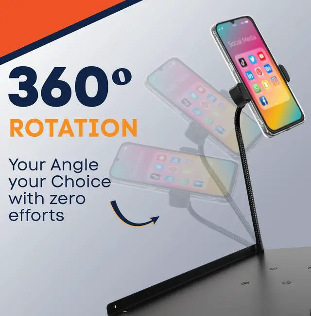 Alt view image 4 of 7 - Laptop & Projector Tripod Stand Adjustable Height 26 to 51 Wheely Portable Laptop Stand With Gooseneck Phone Holder - For Movie, Meeting, Book, DJ Equiqment