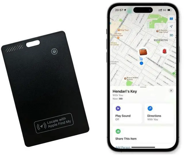 Main image of Wallet Tracker Card Apple MFi Certified, Works with Apple Find My (iOS Only), Rechargeable Slim Tracking Card & Finder, 6-Month Battery, Item Locator for Wallet, Purse, Luggage, Passport