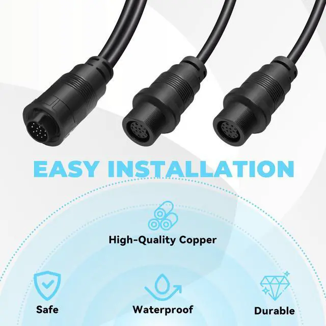 Alt view image 6 of 7 - 720108-1 Transducer Adapter Cable 14 M360 2DDI Y Cable Fit for Humminbird, Compatible with MEGA 360 and 2D/MDI Transducers