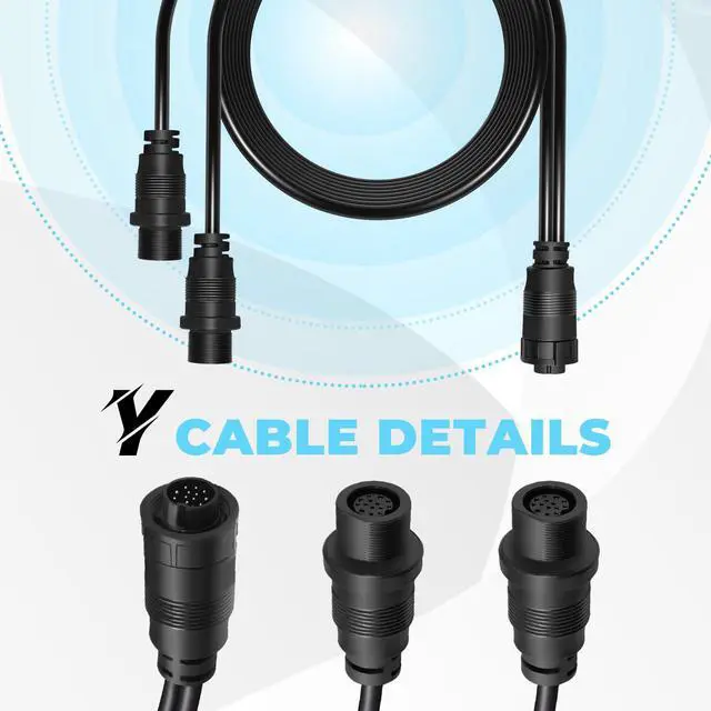 Alt view image 7 of 7 - 720108-1 Transducer Adapter Cable 14 M360 2DDI Y Cable Fit for Humminbird, Compatible with MEGA 360 and 2D/MDI Transducers