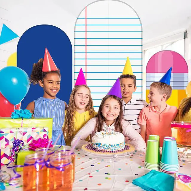 Alt view image 7 of 7 - Set of 3 Back to School Arch Backdrop Covers, Pencil Backdrops, Blue Lined Notebook Backgrounds, 4ft, 5ft, 6ft