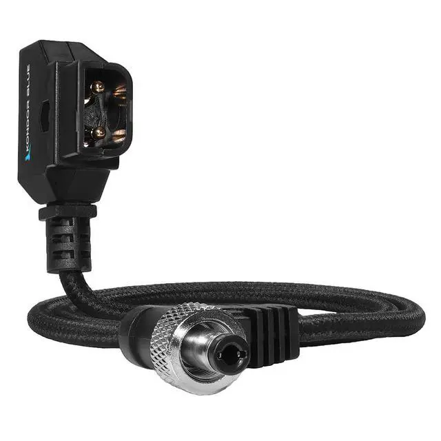 Alt view image 2 of 3 - 18 Inch Straight Cable D-Tap to Locking DC 2.5mm Right Angle Power Cable | Screw Lock Barrel, Nylon Braided Reinforced for Monitors, LED Lights, Accessories | Black