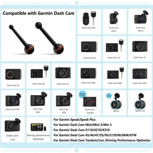 Alt view image 2 of 7 - for Garmin Dash Cam Mount,Aluminum Rearview Mirror Bracket Kit | Compatible with Garmin Mini/Mini 2/Mini 3/45/46/47/55/56/57/65W/66W/67W/Tandem/ X110/X210/X310 etc Dash Cam