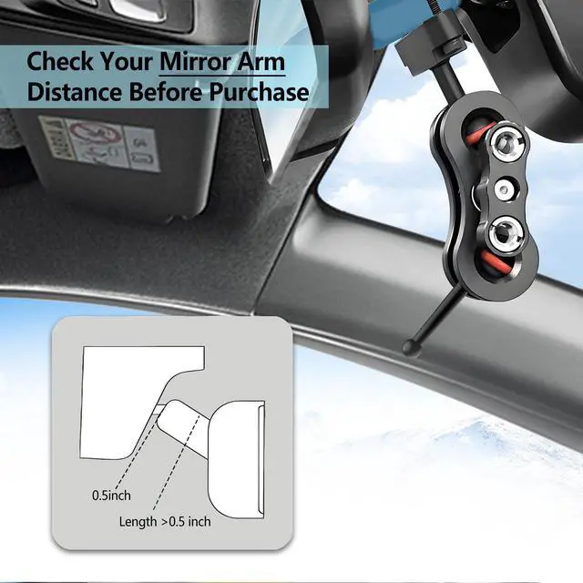 Alt view image 6 of 7 - for Garmin Dash Cam Mount,Aluminum Rearview Mirror Bracket Kit | Compatible with Garmin Mini/Mini 2/Mini 3/45/46/47/55/56/57/65W/66W/67W/Tandem/ X110/X210/X310 etc Dash Cam