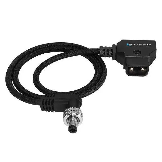 Alt view image 3 of 3 - 18 Inch Straight Cable D-Tap to Locking DC 2.5mm Right Angle Power Cable | Screw Lock Barrel, Nylon Braided Reinforced for Monitors, LED Lights, Accessories | Black