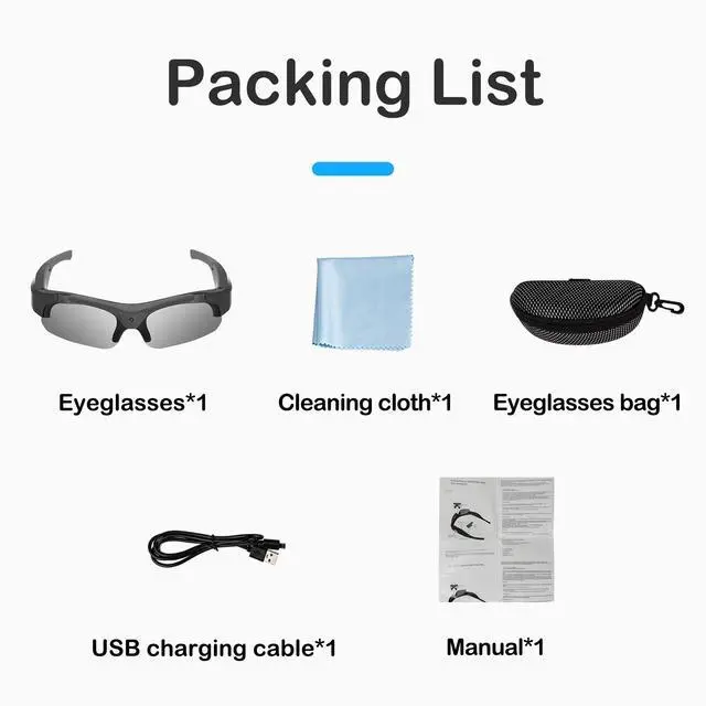 Alt view image 6 of 7 - Sports Camera Glasses for Men, Video Recording Glasses, 1080P HD Eyewear UV Protection Camera Sunglasses for Outdoor Activities Cycling, Traveling, Driving