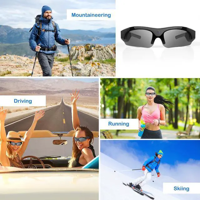 Alt view image 7 of 7 - Sports Camera Glasses for Men, Video Recording Glasses, 1080P HD Eyewear UV Protection Camera Sunglasses for Outdoor Activities Cycling, Traveling, Driving