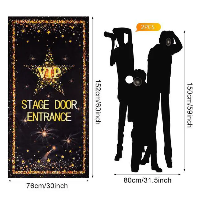 Alt view image 2 of 7 - 13 Pcs Movie Theme Photography Backdrop and Studio Props DIY Kit VIP Stage Door Entrance Doors Cover Paparazzi Prop Party Accessory Award Night Ceremony Photo Booth Background for Party Decor