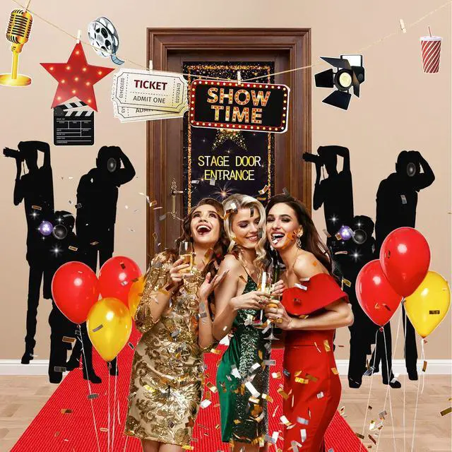 Alt view image 5 of 7 - 13 Pcs Movie Theme Photography Backdrop and Studio Props DIY Kit VIP Stage Door Entrance Doors Cover Paparazzi Prop Party Accessory Award Night Ceremony Photo Booth Background for Party Decor