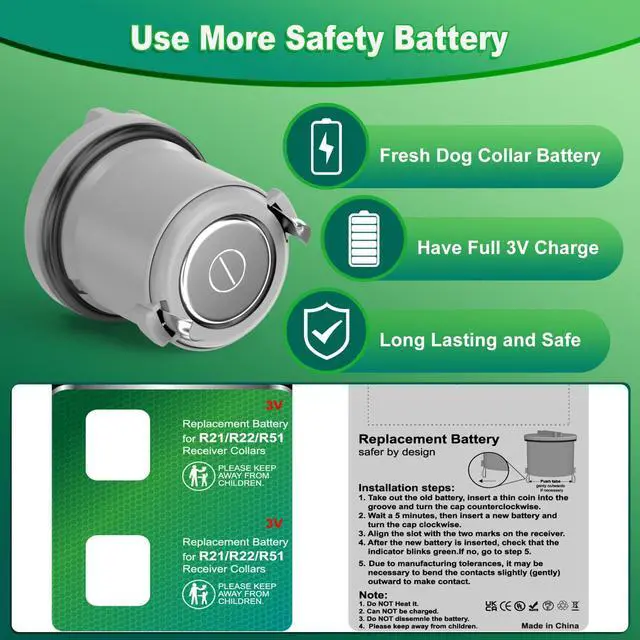 Alt view image 5 of 7 - Dog Collar Batteries for R21 R22 R51 and Microlite Collar Battery, High Capacity Compatible with Invisible Fence Receiver Collar Batteries, 2 Packs Lasting Replacement Pet 3V Batteries - Gray