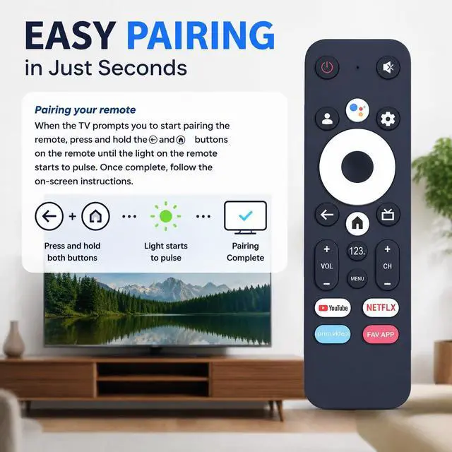 Alt view image 6 of 7 - New GTV-Remote-S Replacement Voice Remote Control for Element Google TV | Streaming Media Player, Compatible ModelE650AE65G E650AE55G E450AD43G E450AD65G E450AD86G E450AD50G E300AD32G E450AD75G