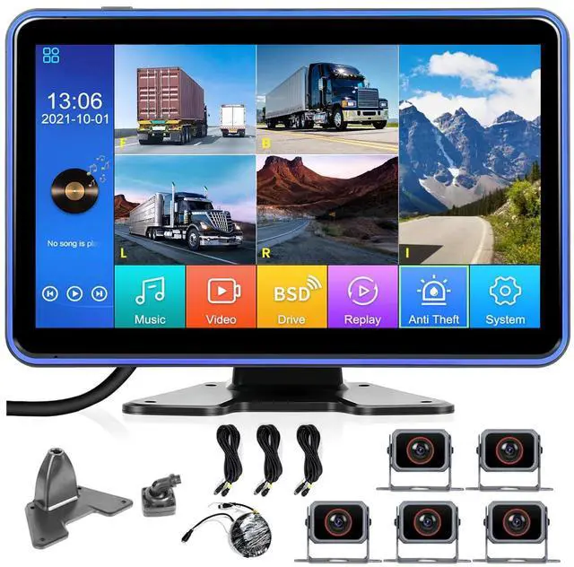 Main image of 5 Channel RV Backup Camera Vehicle Backup System with 10.1'' Monitor Touchscreen & 5 Split Display 1080P Backup Cameras, MP5 Player Vehicle DVR Recorder for RV/Truck/Bus/Trailer/Camper/Van