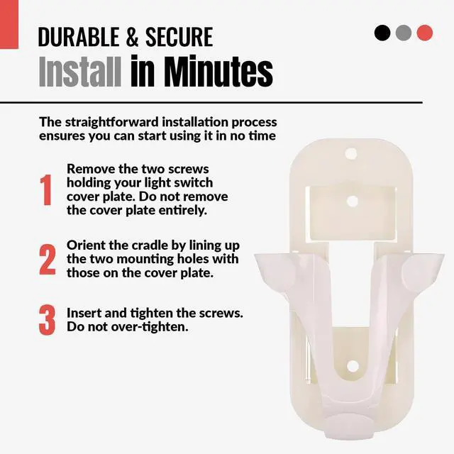 Alt view image 7 of 7 - Wall Mount Bracket for Hunter 99122, 99123, RAN003, K047402 | and Other Same Style Handheld Remote Control transmitters - 99122WM - White