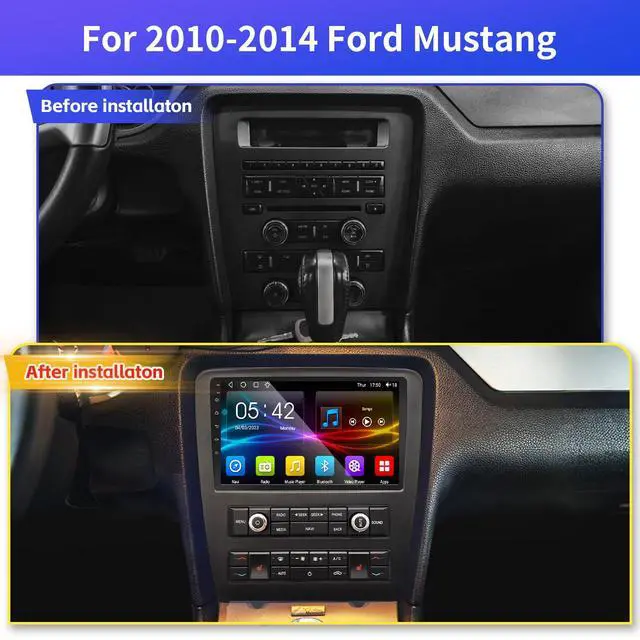 Alt view image 2 of 7 - 4+64G Car Radio for Ford Mustang 9 inch Touch Screen 2010 2011 2012 2013 2014 Stereo,Wireless Carplay/WiFi/Bluetooth/EQ Audio/Andriod Auto/AM/FM/AHD Camera