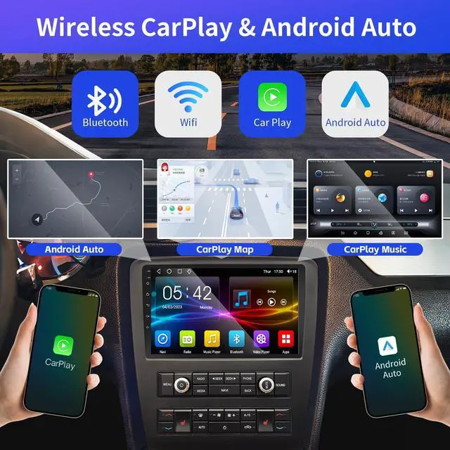 Alt view image 4 of 7 - 4+64G Car Radio for Ford Mustang 9 inch Touch Screen 2010 2011 2012 2013 2014 Stereo,Wireless Carplay/WiFi/Bluetooth/EQ Audio/Andriod Auto/AM/FM/AHD Camera