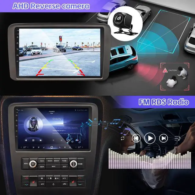 Alt view image 6 of 7 - 4+64G Car Radio for Ford Mustang 9 inch Touch Screen 2010 2011 2012 2013 2014 Stereo,Wireless Carplay/WiFi/Bluetooth/EQ Audio/Andriod Auto/AM/FM/AHD Camera