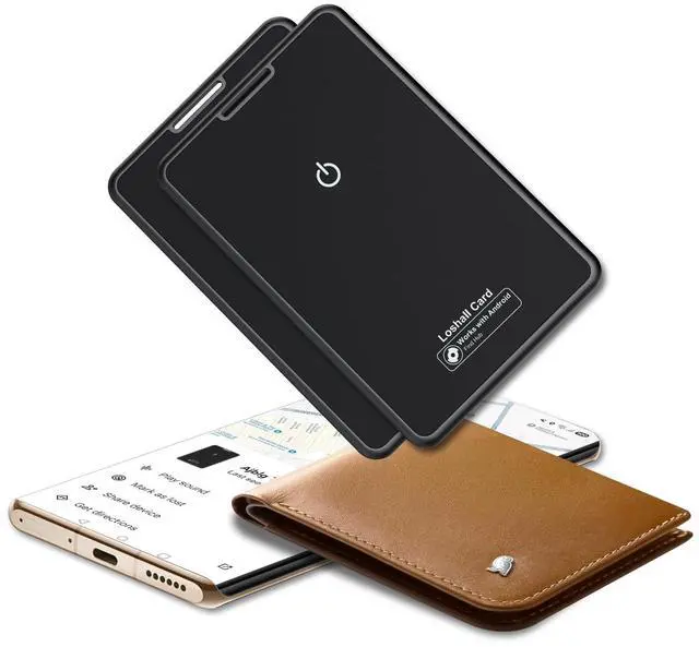 Main image of 2 Pack Wallet Tracker Card for Android Bluetooth Tracker Work with Google Find Hub(Android Only), IP68 Waterproof, Item Finder for Bags, Keys, Passport