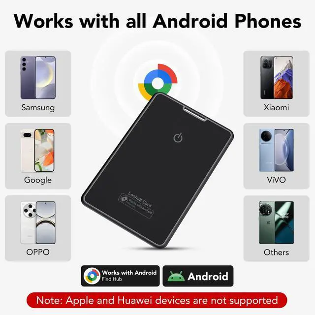 Alt view image 6 of 7 - 2 Pack Wallet Tracker Card for Android Bluetooth Tracker Work with Google Find Hub(Android Only), IP68 Waterproof, Item Finder for Bags, Keys, Passport