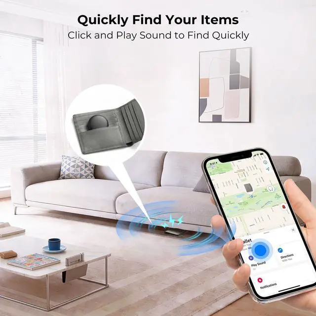 Alt view image 4 of 7 - Air Tracker Tags 4 Pack - Bluetooth Wallet Tracker, Keys Finder Work with Apple Find My (iOS Only), Smart Item Locator Tags for Luggage, Backpack, Phone (Black)