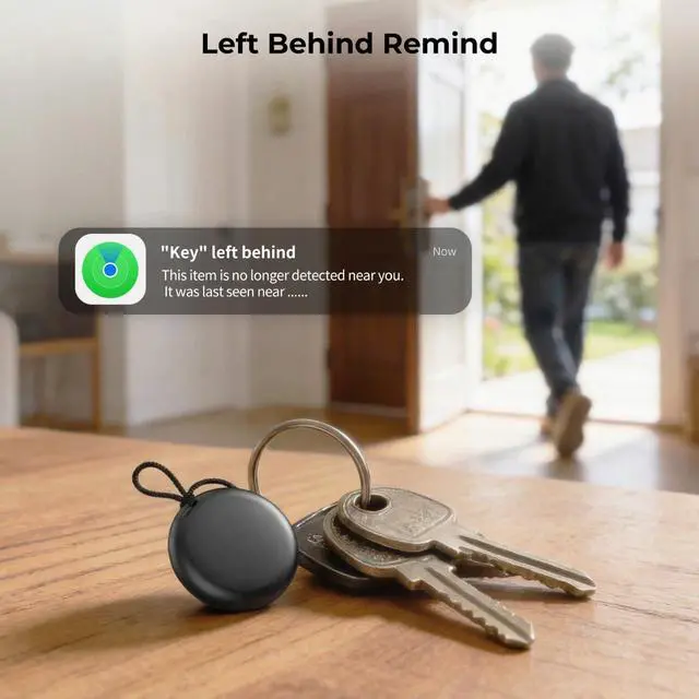 Alt view image 5 of 7 - Air Tracker Tags 4 Pack - Bluetooth Wallet Tracker, Keys Finder Work with Apple Find My (iOS Only), Smart Item Locator Tags for Luggage, Backpack, Phone (Black)