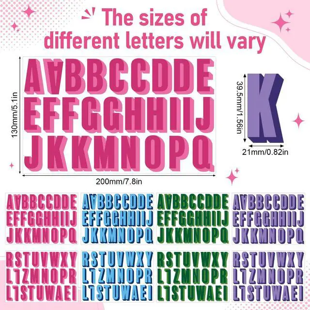 Alt view image 3 of 7 - 8 Sheets Custom UV Dtf Shadow Monogram Stickers,Vibrant | Personalized Initial Letter Stickers, Waterproof Alphabet Vinyl Decals, Tumbler Water Bottle Bag Laptop Luggage DIY Crafts
