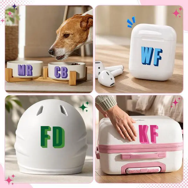 Alt view image 7 of 7 - 8 Sheets Custom UV Dtf Shadow Monogram Stickers,Vibrant | Personalized Initial Letter Stickers, Waterproof Alphabet Vinyl Decals, Tumbler Water Bottle Bag Laptop Luggage DIY Crafts