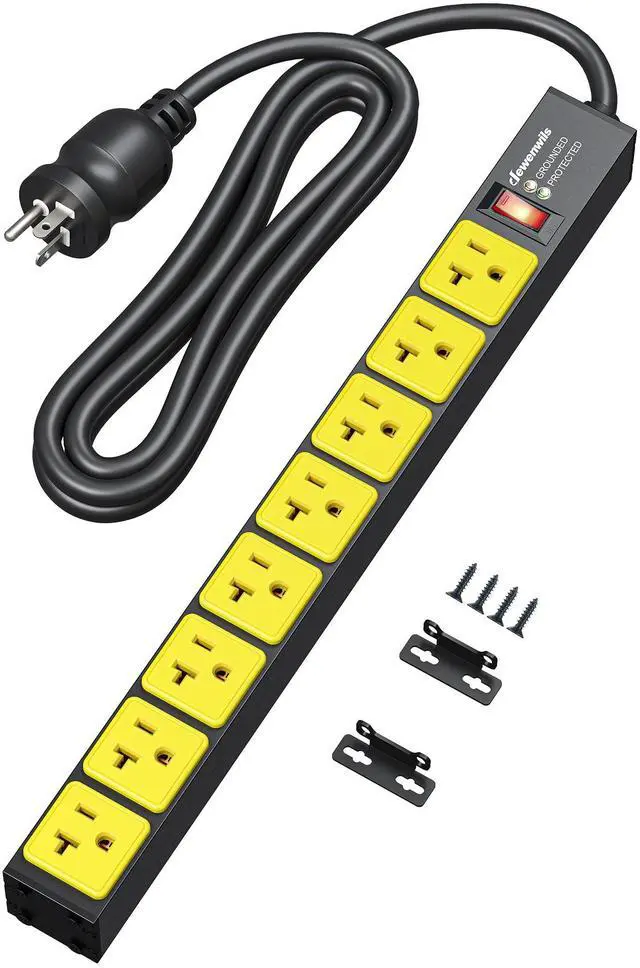 Main image of 20 Amp Power Strip, 12 Gauge Extension Cord, 6FT, UL Listed | 8 AC Outlets, Overload & Surge Protection, Wide-Spaced 5-20R & 5-20P T-Slot, Heavy Duty for Garage, Workshop, Outdoor