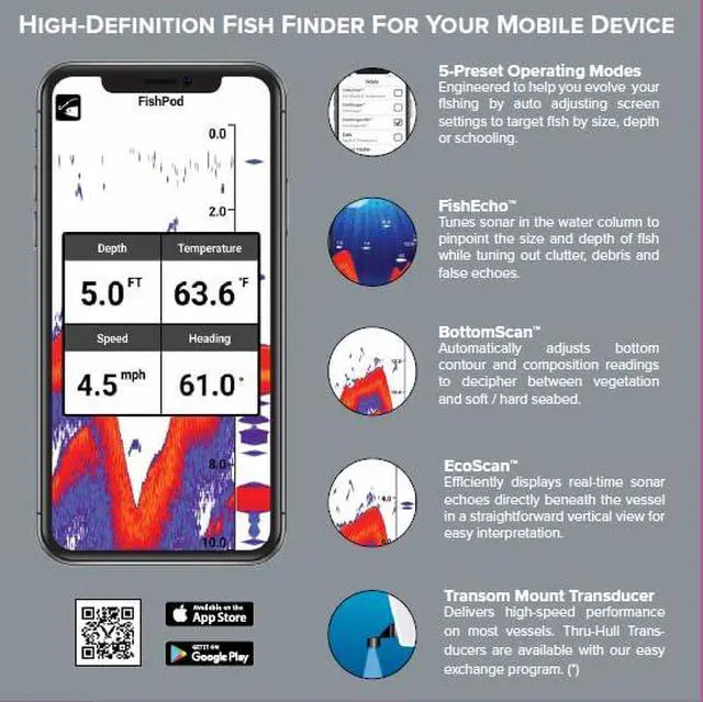 Alt view image 5 of 7 - FISHPOD 10BX Boat Mount Bluetooth Fish Finder with AI Technology
