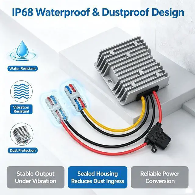 Alt view image 5 of 7 - DC 10-22V Step Up to 24V 15A 360W DC Boost Converter with Fuse | Voltage Regulator Supply Power Converter Waterproof Module Transformer for Golf Cart CNC Equipment RV Accessories