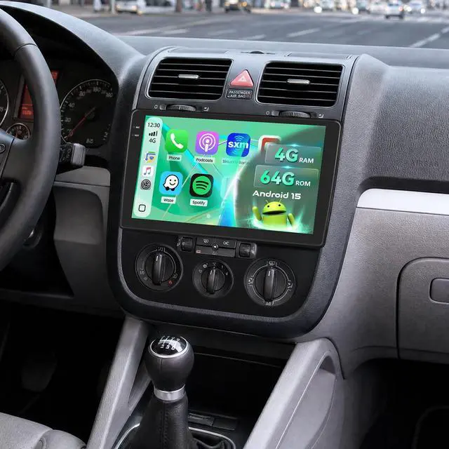 Main image of Car Radio for Volkswagen Jetta 2006-2010(Manual A/C) CarPlay Android Auto | 10 Inch HD Touchscreen with 4+64G storage, Jetta Stereo with 5Ghz WiFi GPS Bluetooth FM/RDS EQ SWC Backup Camera MIC