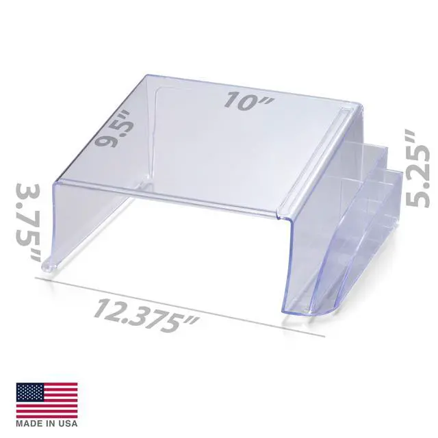 Alt view image 2 of 7 - Telephone Stand - Laptop Stand and Desk Organizer with Storage Underneath, 3 Pen Compartments, 2 Accessory Holders, Non-Skid Rubber Pads, 12.5 x 10.125 x 5.25 Inches, Clear