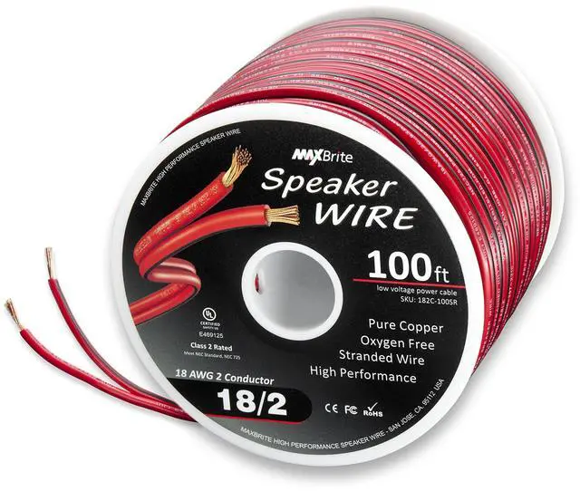 Main image of 100 ft. 18 Gauge Stranded Flexible Dual Conductor Bonded Zip Cord Wire, Oxygen Free Pure Copper - UL Listed Class 2