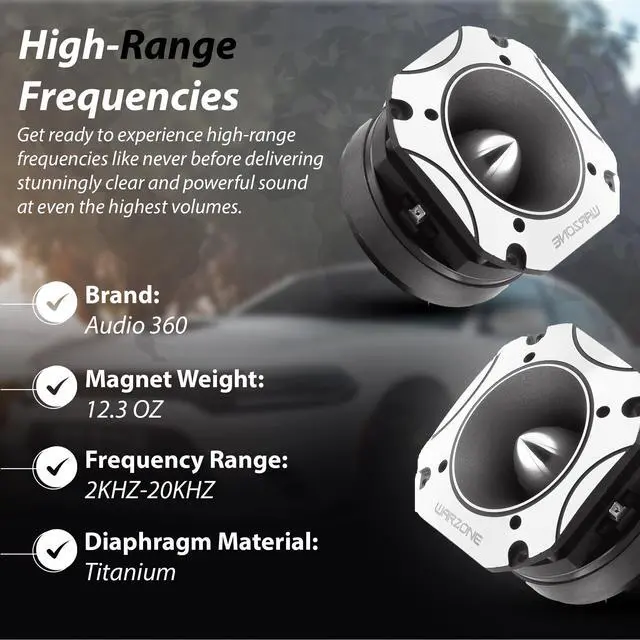 Alt view image 4 of 6 - WZ60TW 4.02-Inch Super Tweeter Speaker, 4 Ohm, 1600W Max Power, 105dB Sensitivity, Titanium Diaphragm, CCAW Voice Coil for Pro Car Audio