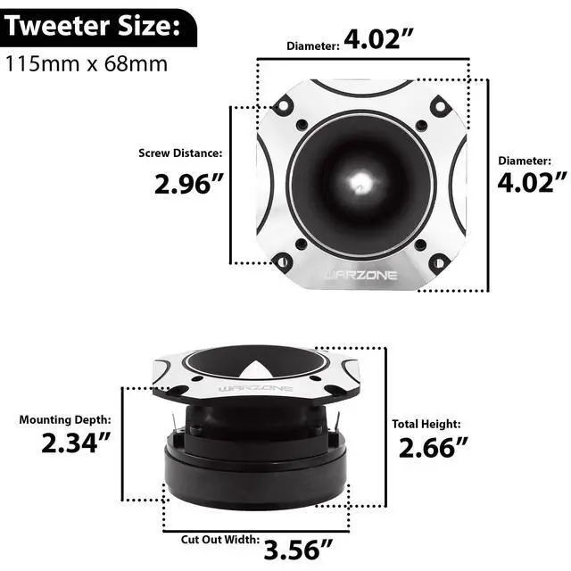 Alt view image 6 of 6 - WZ60TW 4.02-Inch Super Tweeter Speaker, 4 Ohm, 1600W Max Power, 105dB Sensitivity, Titanium Diaphragm, CCAW Voice Coil for Pro Car Audio