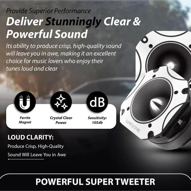 Alt view image 3 of 6 - WZ60TW 4.02-Inch Super Tweeter Speaker, 4 Ohm, 1600W Max Power, 105dB Sensitivity, Titanium Diaphragm, CCAW Voice Coil for Pro Car Audio