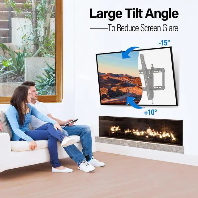 Alt view image 2 of 7 - TV Wall Mount for Most 37-86" TVs, Tilting TV Mount Bracket with Level Adjustment Fits 16" 24" Studs Easy for TVs Centering, Wall Mount Bracket Max VESA 800x400mm, 120 LBS Loading