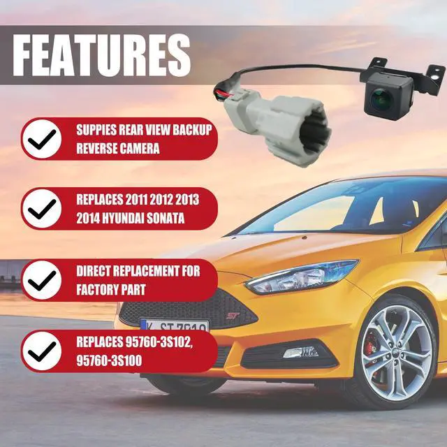 Alt view image 3 of 7 - Rear View Backup Reverse Camera Compatible with Hyundai Sonata 2011-2014 | 95760-3S102
