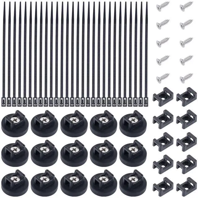 Main image of 15 PCS Magnetic Zip Tie Mounts, Black Magnetic Wire Holder Multipurpose & Releasable Nylon Cable Ties & Cable Tie Mounts Base and Tapping Screws for Car and Office Supplies(85 Pcs 22mm)