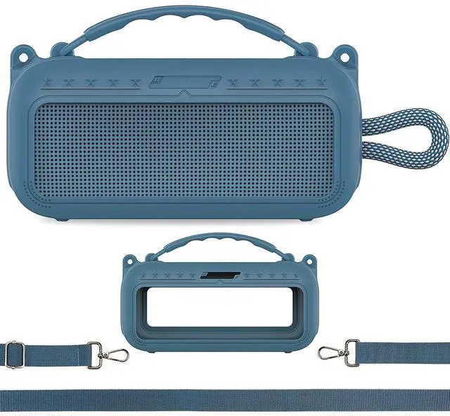 Main image of Silicone Cover Case for Bose SoundLink Plus Bluetooth Speaker | Soft Silicone Protective Case with Carrying Handle and Shoulder Strap, Shockproof and Anti-Scratch Cover (Blue Dusk)