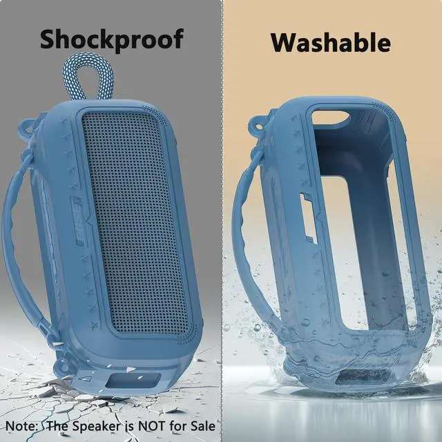 Alt view image 4 of 7 - Silicone Cover Case for Bose SoundLink Plus Bluetooth Speaker | Soft Silicone Protective Case with Carrying Handle and Shoulder Strap, Shockproof and Anti-Scratch Cover (Blue Dusk)